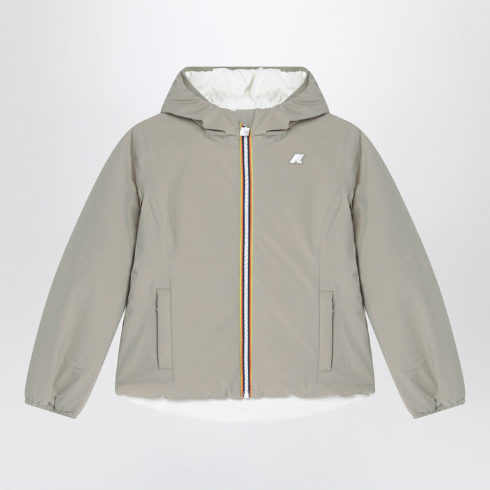 K-Way Reversible Lily Warm Jacket In Green/Gardenia White