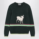 Jw Anderson Dark Green Cotton Sweater With Sheep Embroidery