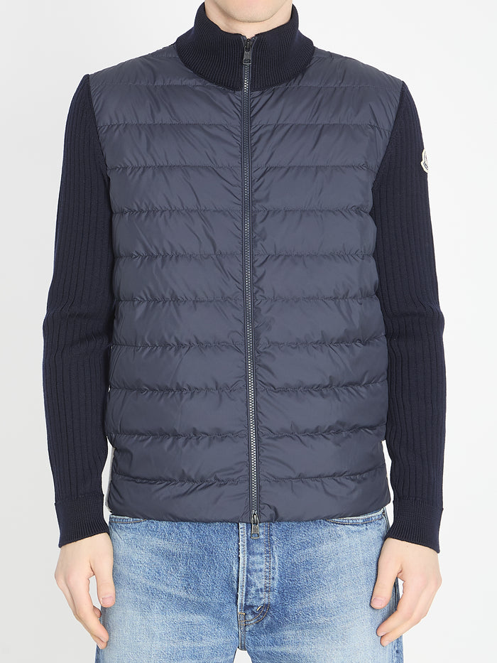 Moncler Blue Polyester Virgin Wool Cardigan