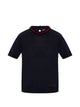 Moncler Marine Stripe Sweater With Maroon Neck
