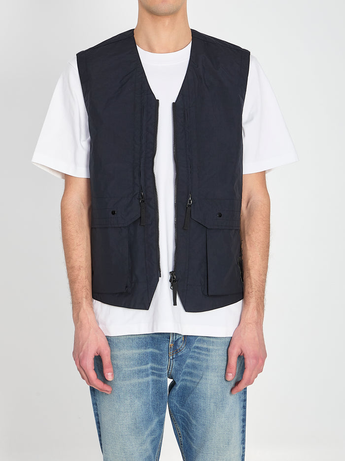 Stone Island V-Neck Nylon Vest With Zip