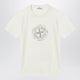 Stone Island Ecru Cotton T-Shirt With Logo Print