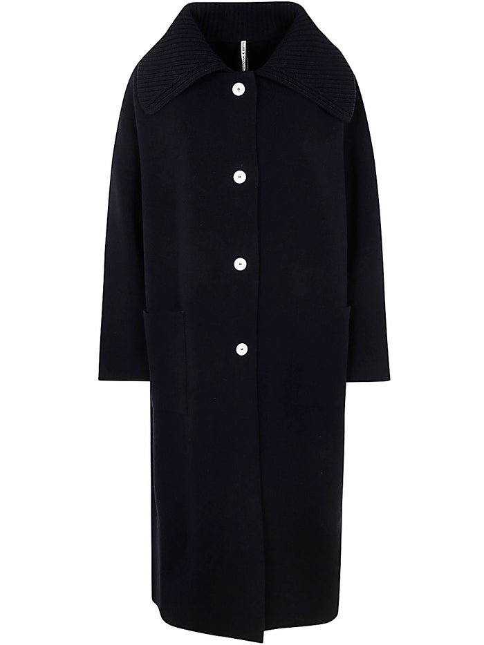 Liviana Conti Blue Wool Polyamide Coat