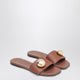 Loewe Rustcolored Pebble Slides In Leather
