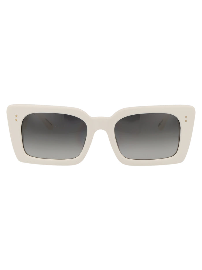 Linda Farrow 0 White Light Gold Grey Gradient Acetate Sunglasses