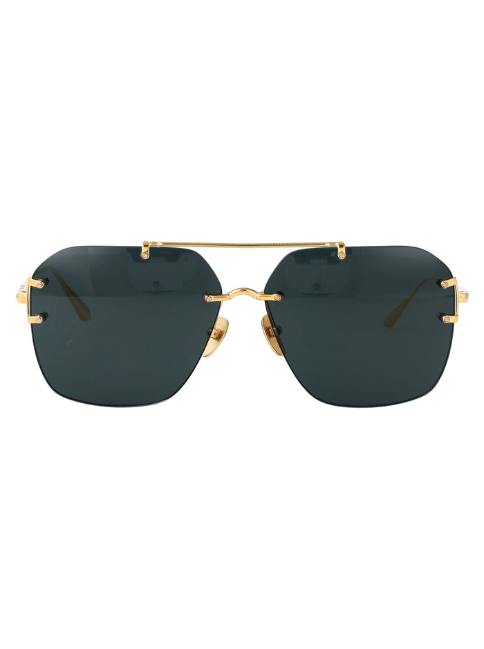Linda Farrow Yellowgold/Deepgreen Titanium Sunglasses