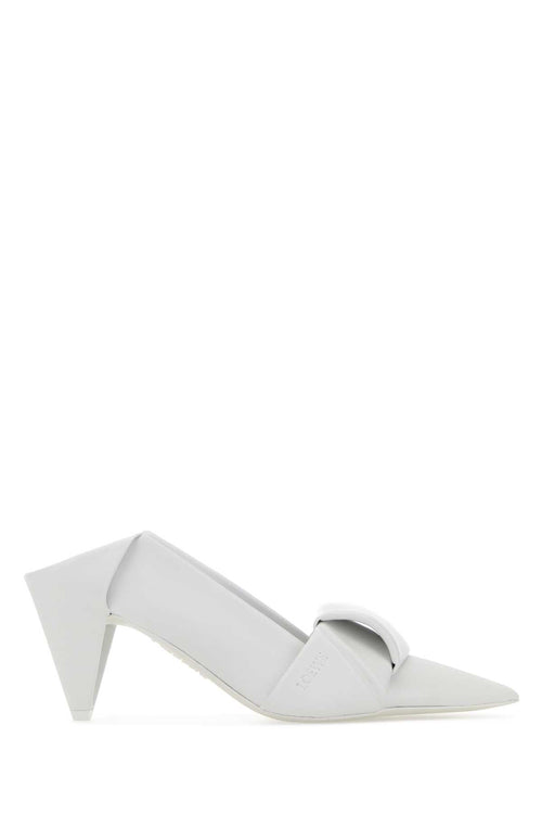 Loewe White Leather Origami Mules