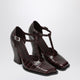 Loewe Burgundy Onda Tbar Pumps In Embossed Leather