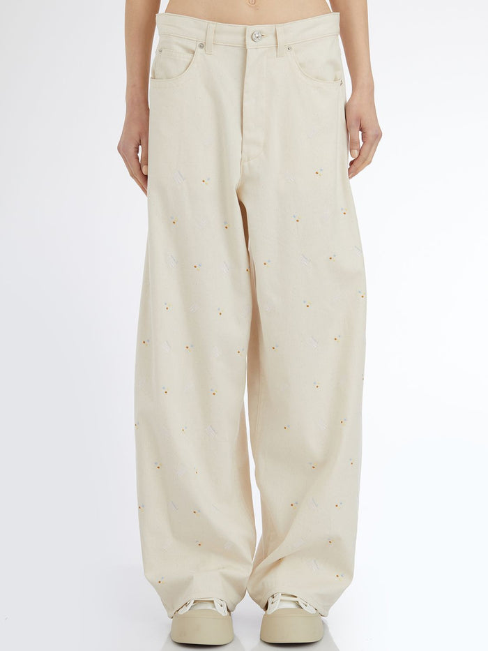Marni Embroidered Cotton Trousers