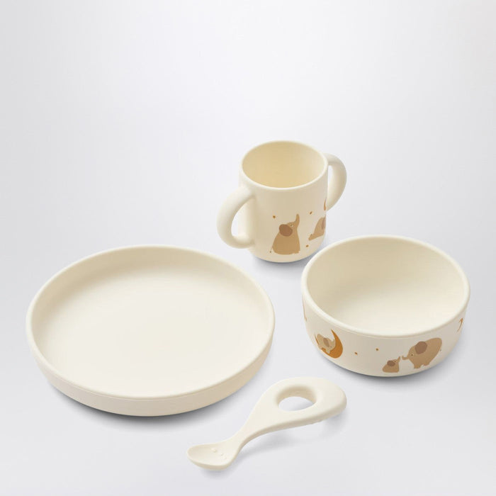 Liewood Vivi Tableware Set In Cream Elephant