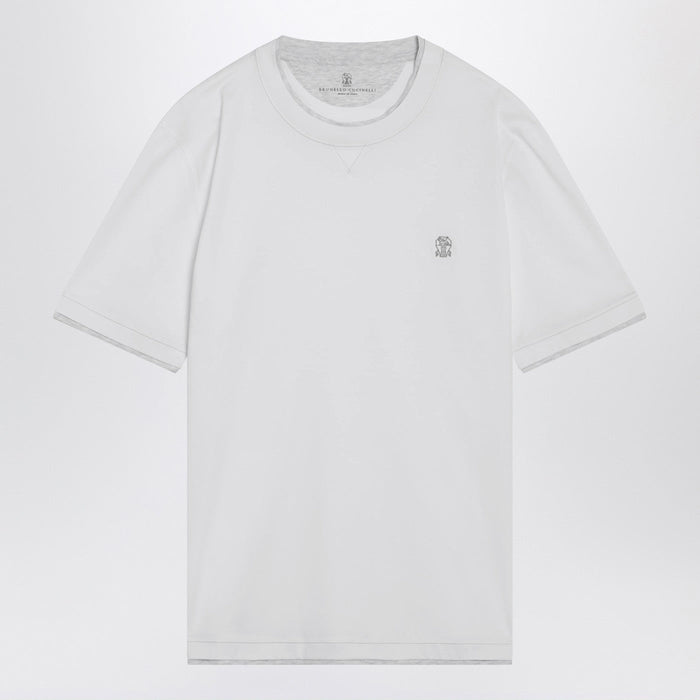 Brunello Cucinelli White T-Shirt With Faux Layering Effect