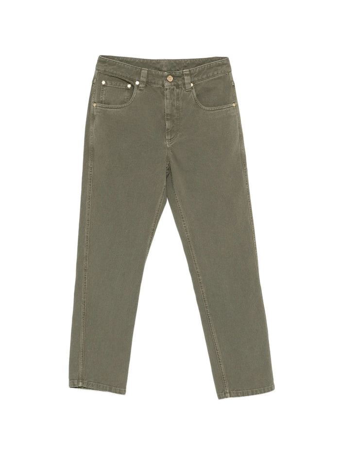Brunello Cucinelli Cotton Calf Leather Pants