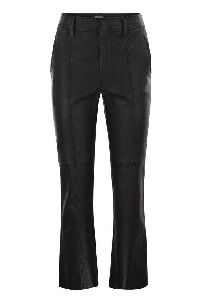 Brunello Cucinelli Stretch Nappa Leather Square Cigarette Trousers With Jewellery