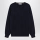 Brunello Cucinelli Navy Blue Cashmere Crewneck Sweater With Contrast Trim