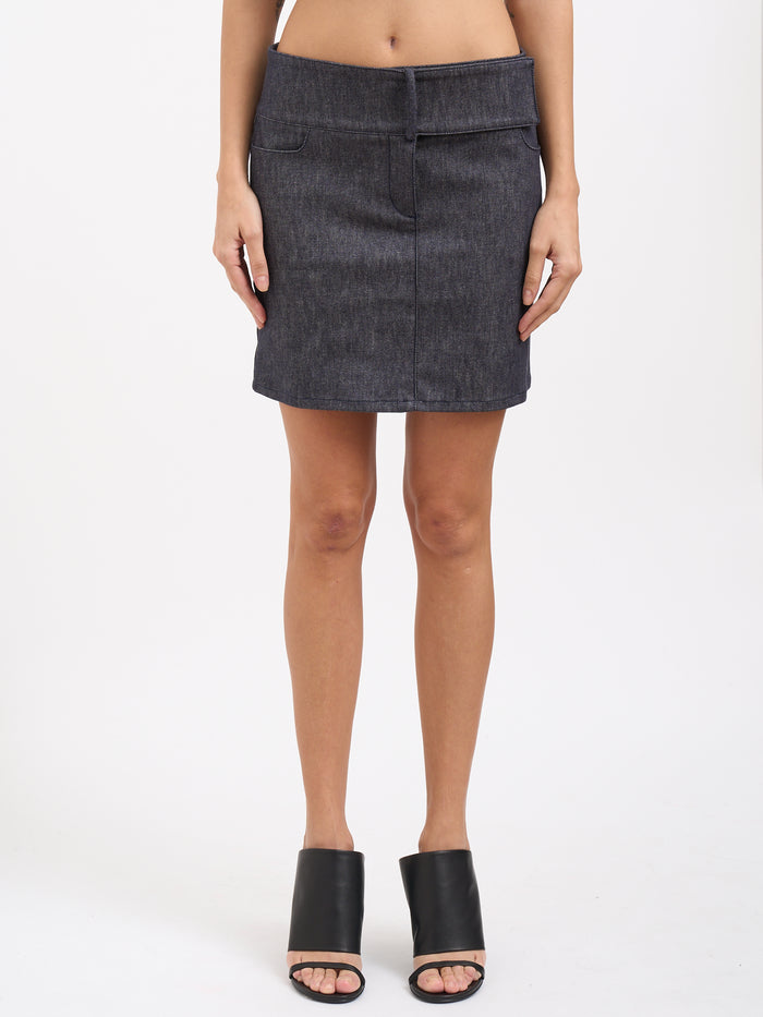 Courregès Belted Denim Miniskirt