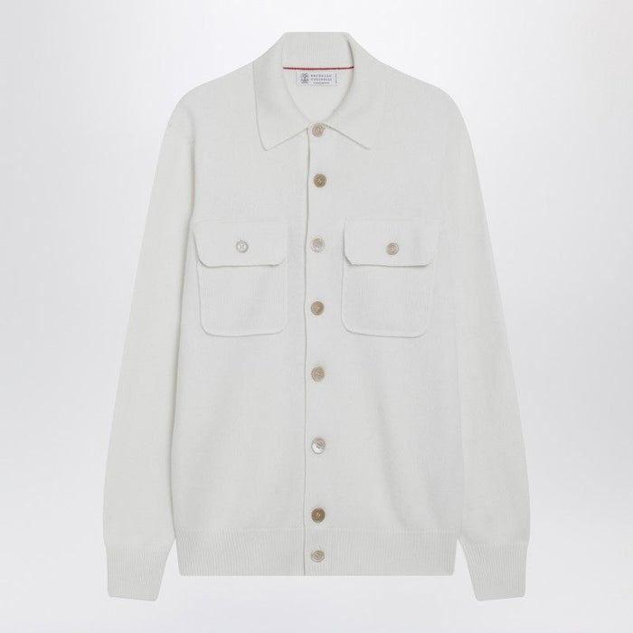 Brunello Cucinelli White Cashmere Cardigan