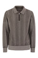 Brunello Cucinelli Vanisé Chevron Cashmere Sweater With Polo Neck And Zip Opening