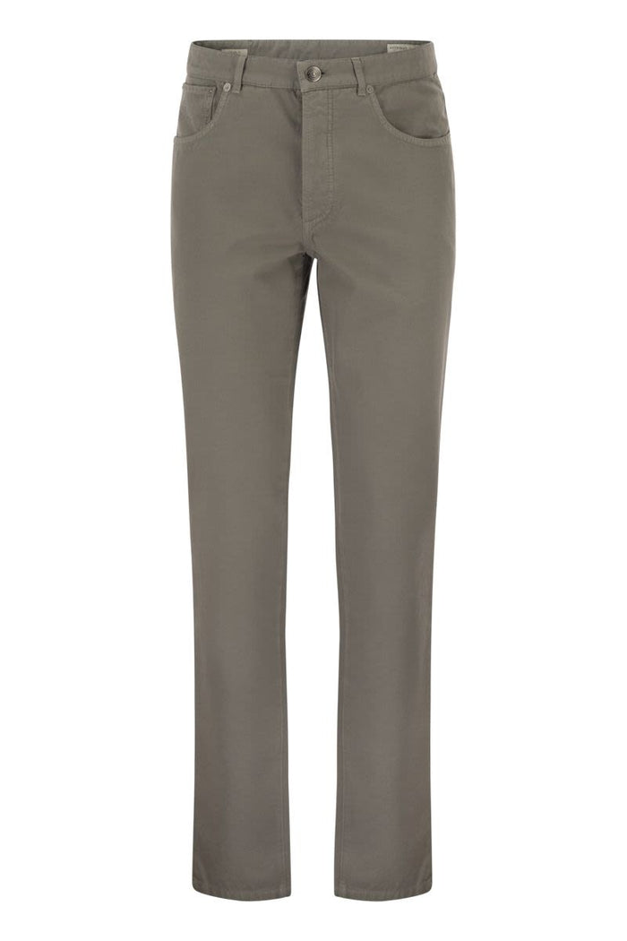 Brunello Cucinelli Garment-Dyed Five-Pocket Cotton Trousers