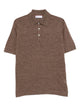 Brunello Cucinelli Melange Brown Linen Blend Polo Shirt