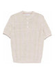 Brunello Cucinelli Textured Rib Knit T-Shirt With Henley Collar