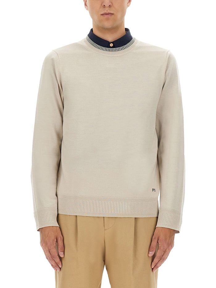 Ps Paul Smith White Merino Wool Sweaters