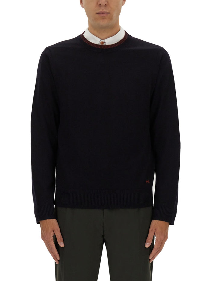 Ps Paul Smith Blue Merino Wool Sweaters