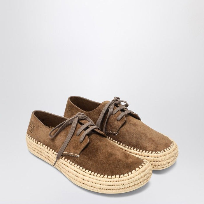 Loewe Rio Lace-Up Shoes In Taupe Suede