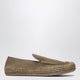 Loewe Rio Loafers In Suede And Raffia, Stone Grey