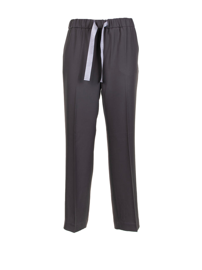 Via Masini 80 Olive Trousers With Maxi Drawstring