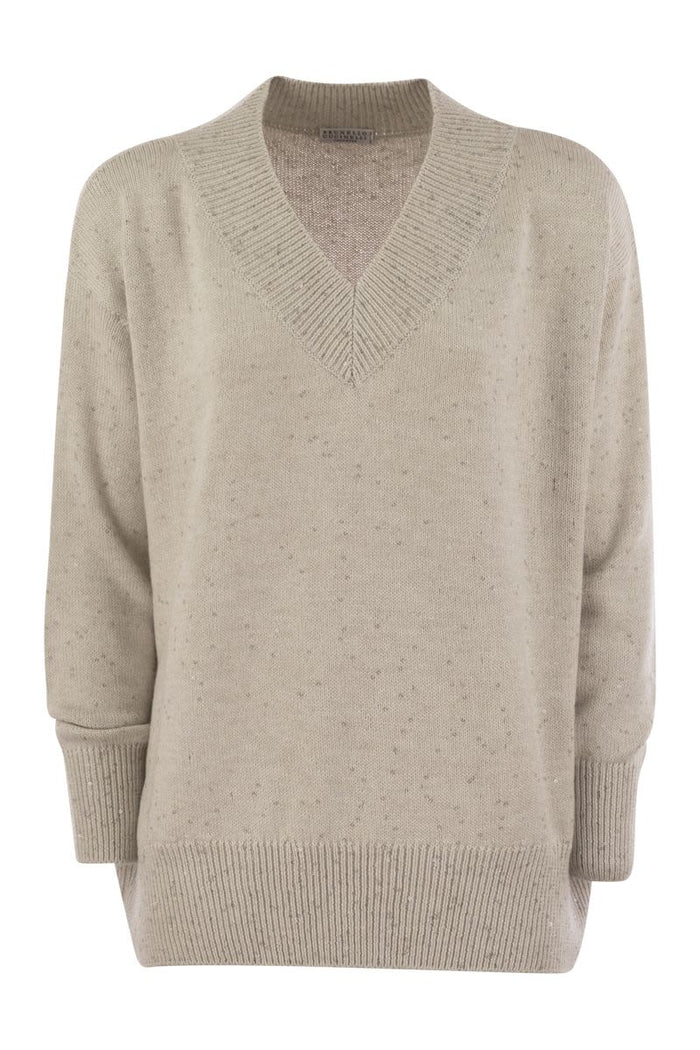 Brunello Cucinelli Cashmere And Silk Sweater With Micro Sequins