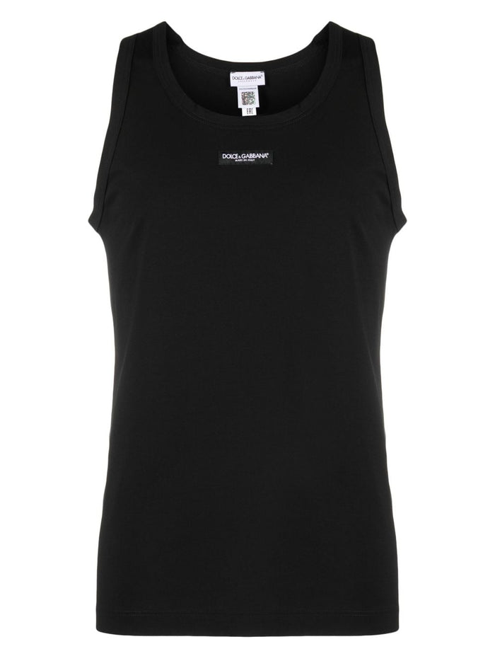 Dolce & Gabbana Stretch Cotton Tank Top With Logo Label