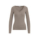 Brunello Cucinelli Brown Ribbed V-Neck Sweater