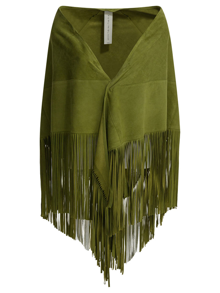 Furling By Giani Green Goat Suede Skirt