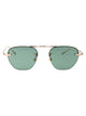 Montblanc Gold-Gold-Green Metal Sunglasses
