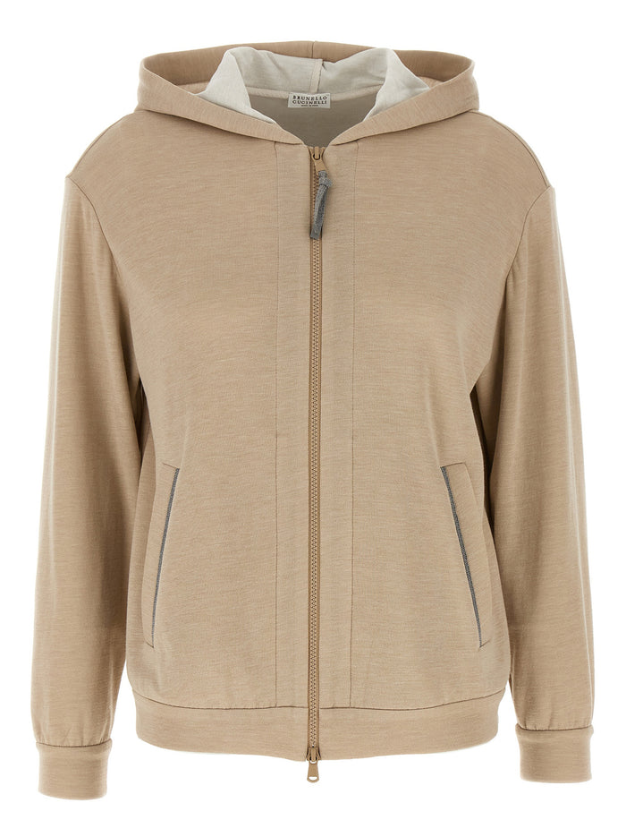 Brunello Cucinelli 'Precious Zipper Pull' Hoodie