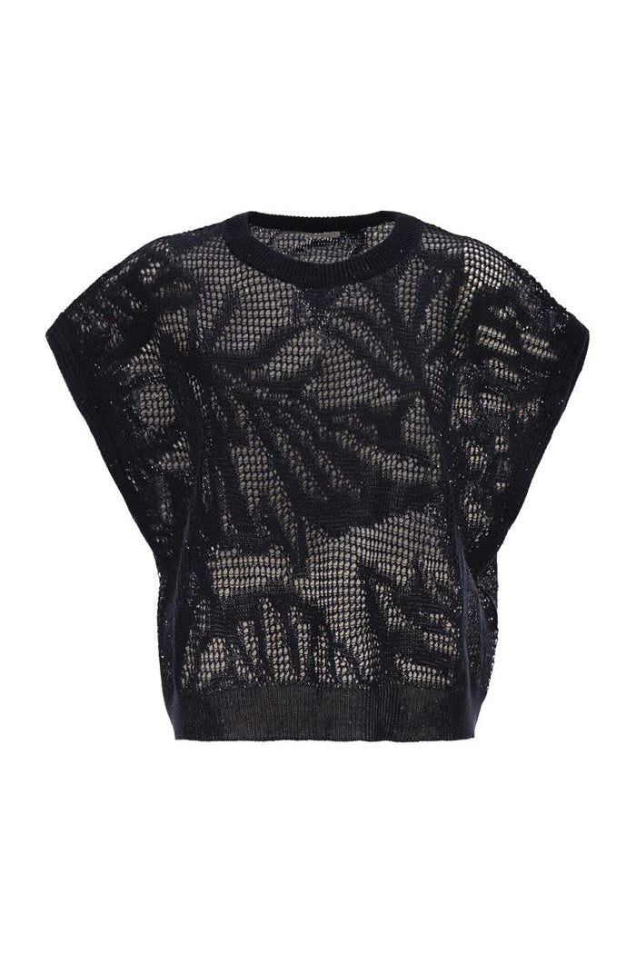 Brunello Cucinelli Openwork Knit Top With Sequins