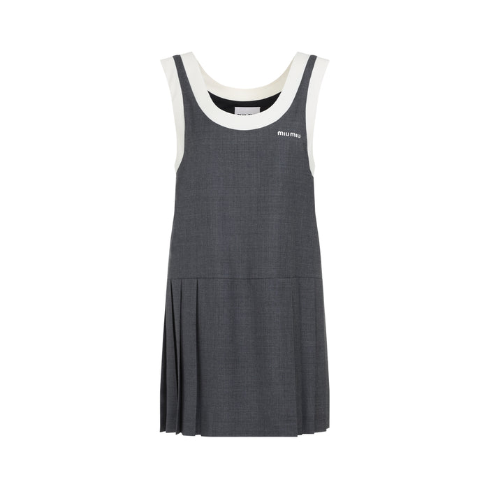 Miu Miu Dark Grey Wool Mini Dress