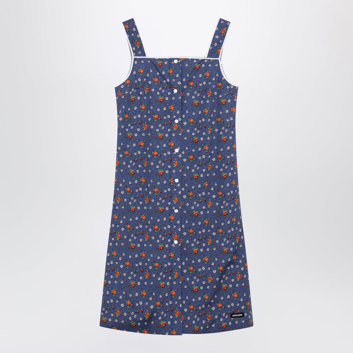 Miu Miu Poplin Dress With Blue/Orange Floral Print