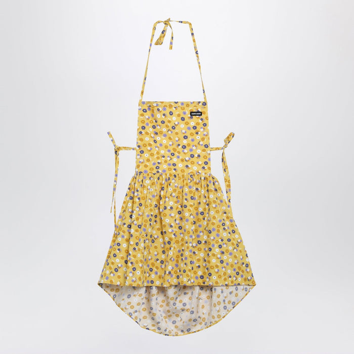 Miu Miu Floral Cotton Poplin Dress In Yellow And Purple