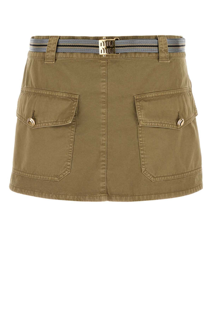 Miu Miu Army Green Cotton Mini Skirt