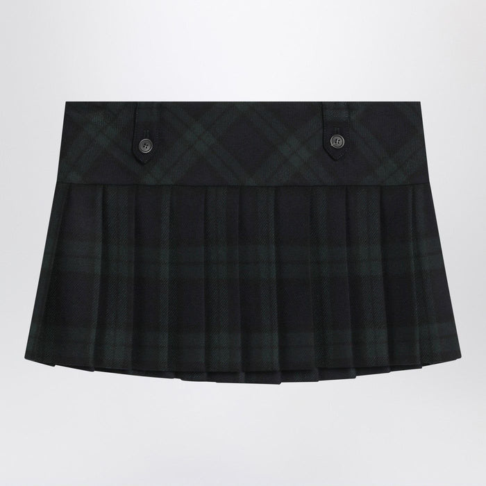 Miu Miu Blue/Green Pleated Wool Mini Skirt