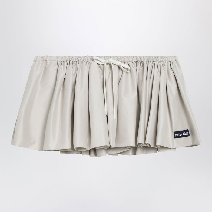 Miu Miu Pongé Tech Mini Skirt In Recycled Polyester, Opal