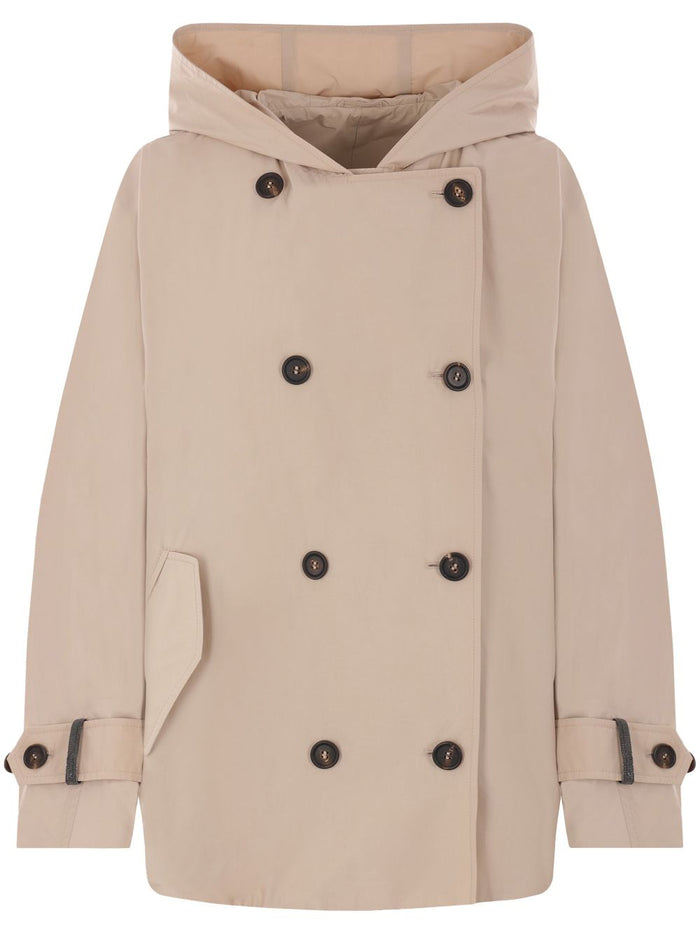 Brunello Cucinelli Techno Cotton Caban With Precious Detail