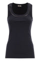 Brunello Cucinelli Sleeveless Ribbed Top In Stretch Cotton With Jewelled Trim