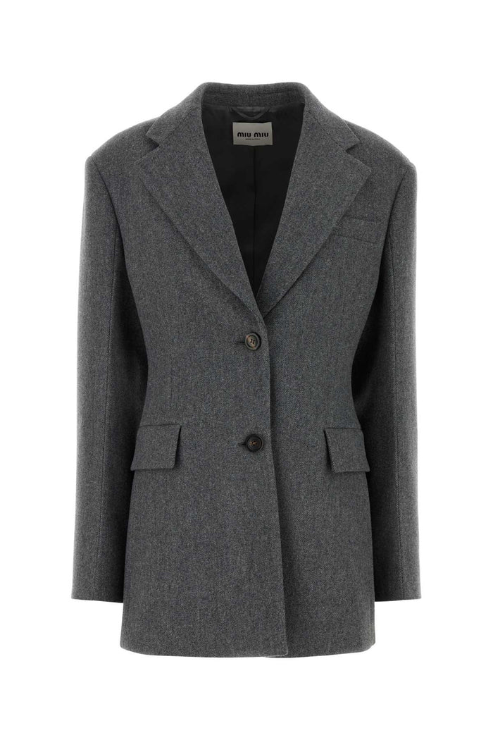 Miu Miu Dark Grey Wool Blazer