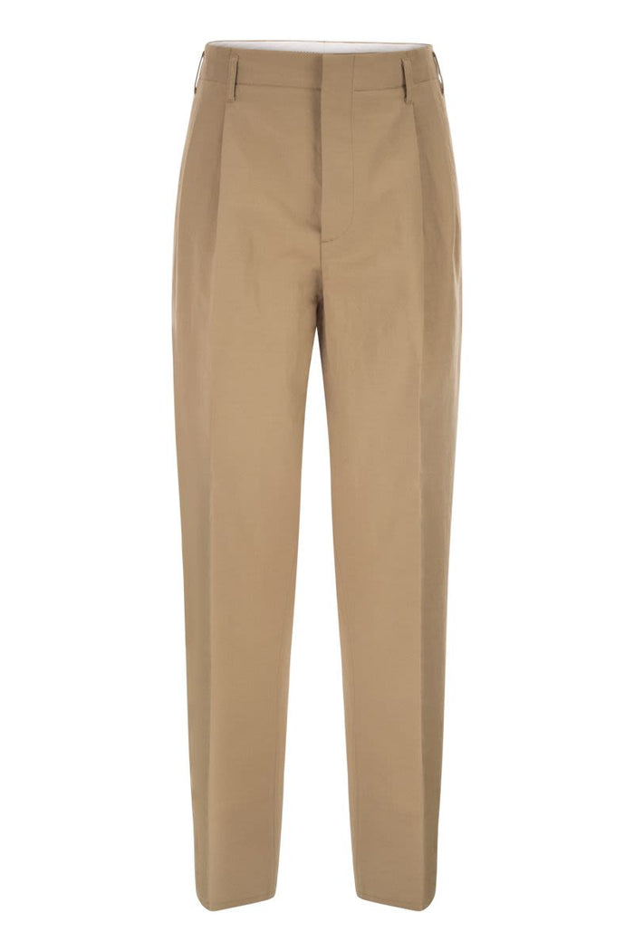 Brunello Cucinelli Tailored Trousers In Cotton And Linen With Pleats