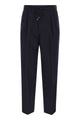 Brunello Cucinelli Leisure Fit Trousers In Linen And Cotton Gabardine With Drawstring And Double Darts