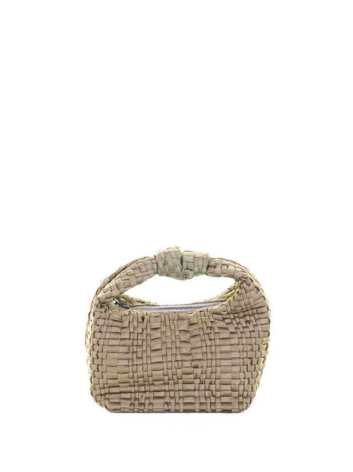 Maria La Rosa Maria La Rosa Mini Datolite Handbag In Beige Woven Ribbon