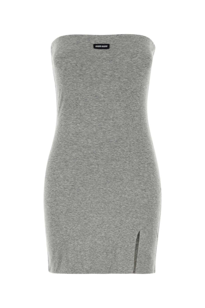 Miu Miu Melange Grey Cotton Mini Dress