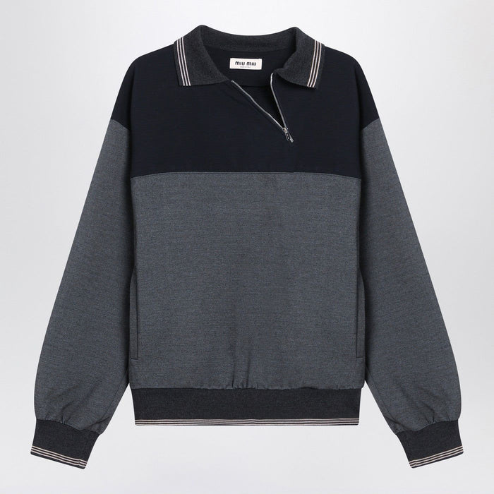 Miu Miu Sweatshirt With Zip Anthracite/Blue
